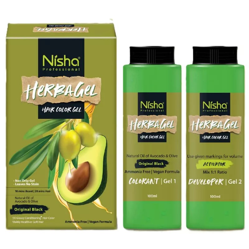 Nisha Herbagel Hair And Beard Colour Gel Original Black (200ml)