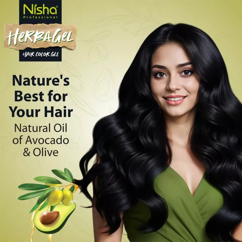 Nisha Herbagel Hair And Beard Colour Gel Original Black (200ml)