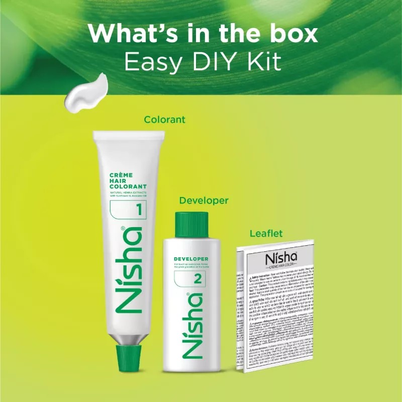 Nisha Creme Hair Color 3.0 Dark Brown (Colorant 30ml + Developer 30g) (1Pack)