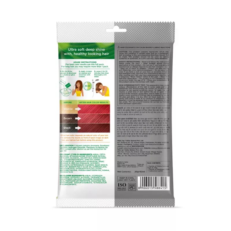 Nisha Creme Hair Color Combo Pack Flame Red (150g Box, Colorant 90ml + Developer 60g ) + (50g Pouch, Colorant 30ml + Developer 20g) (1Pack)