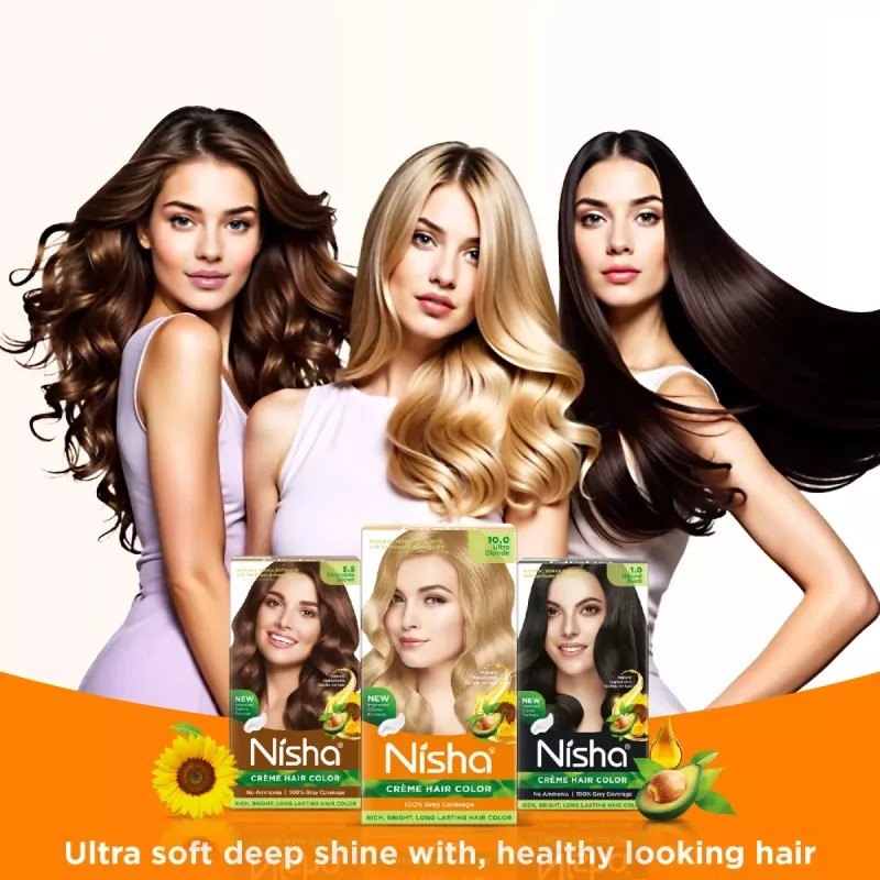 Nisha Creme Hair Color Combo Pack Flame Red (150g Box, Colorant 90ml + Developer 60g ) + (50g Pouch, Colorant 30ml + Developer 20g) (1Pack)