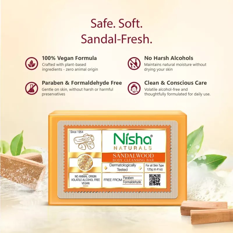 Nisha Sandalwood Body Cleansing Bar (125g)