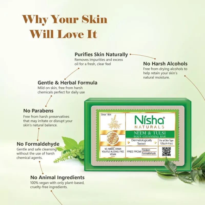 Nisha Neem & Tulsi Body Cleansing Bar (125g)