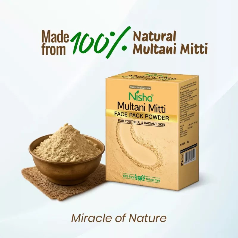 Nisha Multani Mitti Face Pack Powder (100g, Pack of 3)