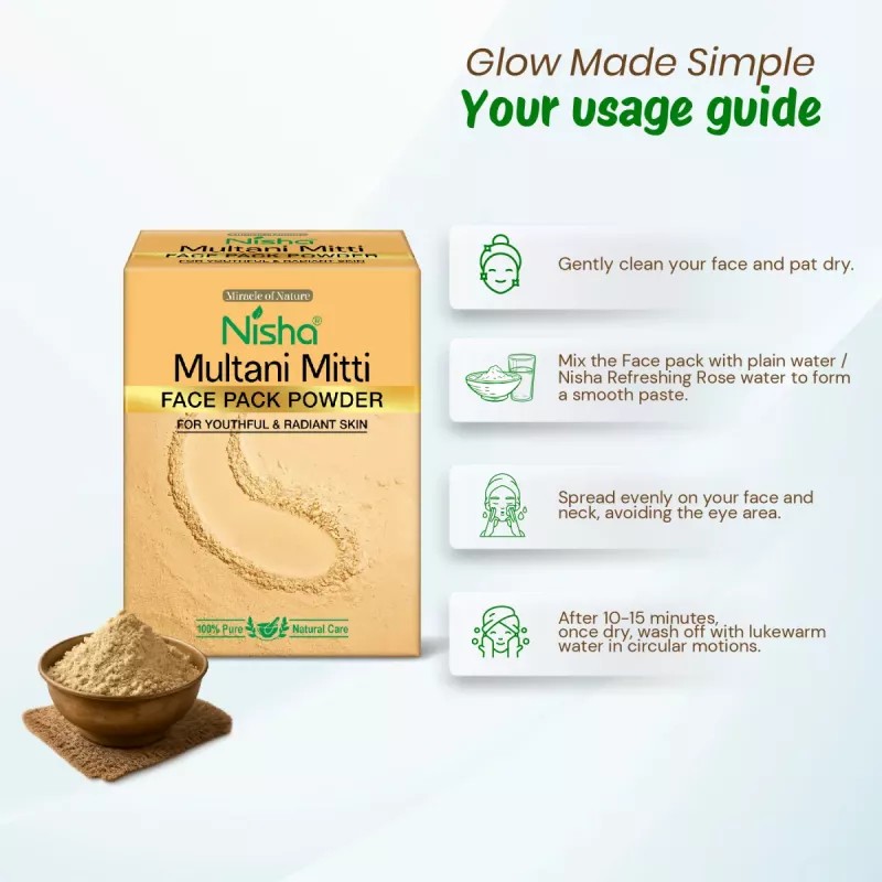 Nisha Multani Mitti Face Pack Powder (100g, Pack of 3)