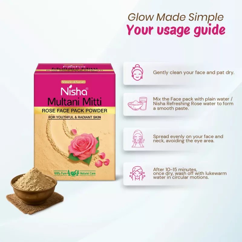Nisha Multani Mitti Rose Face Pack Powder (100g)