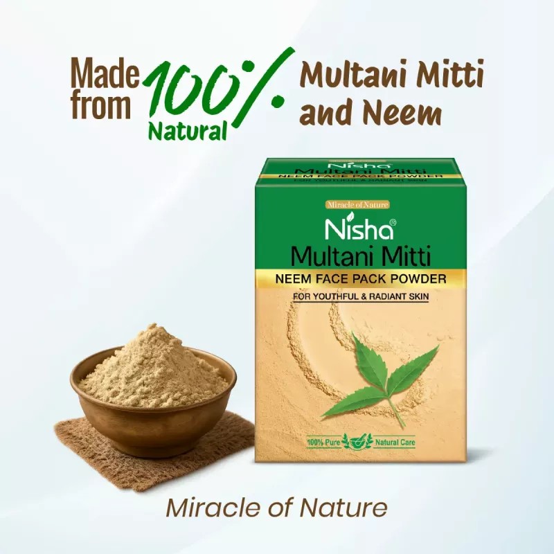 Nisha Multani Mitti Neem Face Pack Powder (100g, Pack of 3)