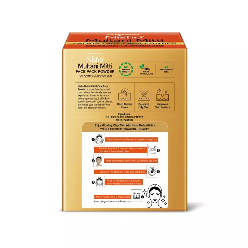 Nisha Multani Mitti Papaya Face Pack Powder (100g, Pack of 3)