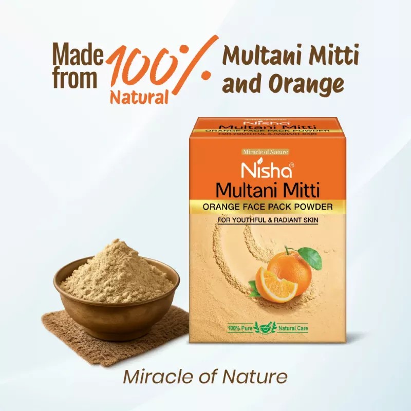 Nisha Multani Mitti Orange Face Pack Powder (100g, Pack of 3)