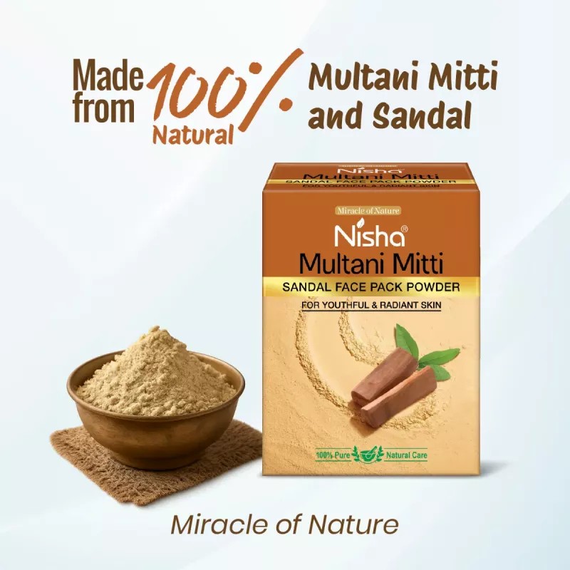 Nisha Multani Mitti Sandal Face Pack Powder (100g, Pack of 3)