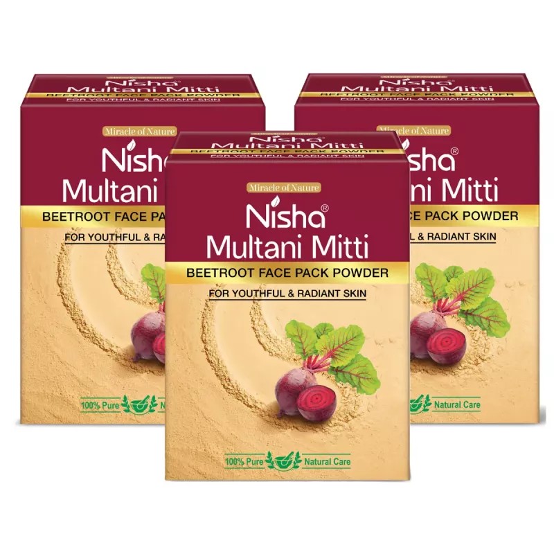 Nisha Multani Mitti Beetroot Face Pack Powder (100g, Pack of 3)