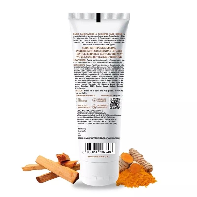 Omeo Sandalwood & Turmeric De-Tan Face Scrub (100g)