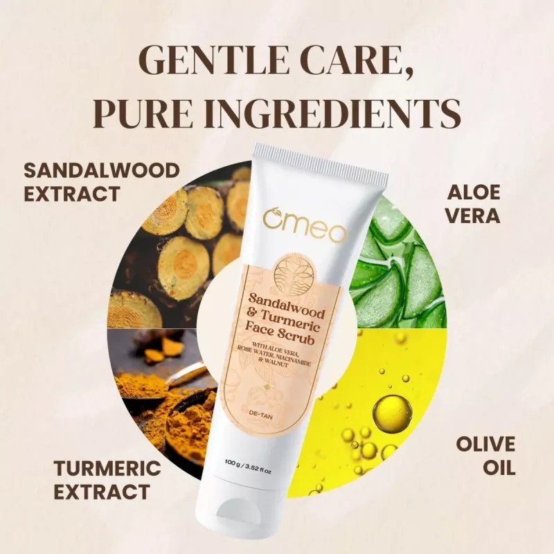 Omeo Sandalwood & Turmeric De-Tan Face Scrub (100g)