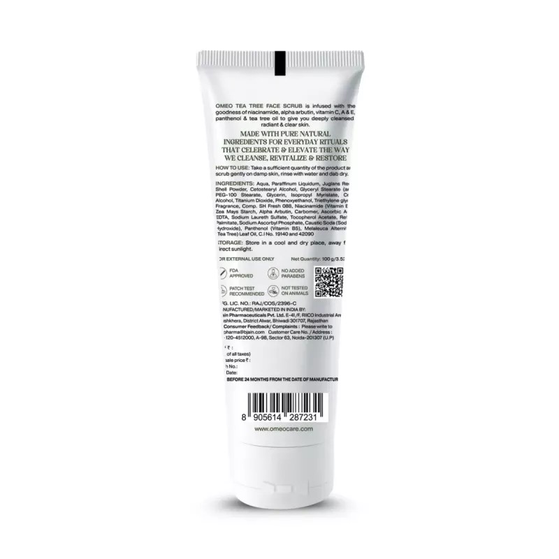 Omeo Tea Tree Deep Cleansing Face Scrub (100g)