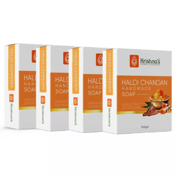 Krishna's Haldi Chandan Handmade Soap (100g, Pack of 4)