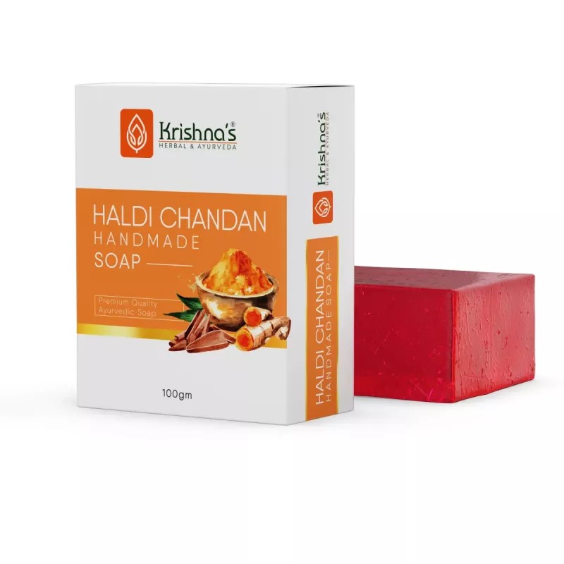 Krishna's Haldi Chandan Handmade Soap (100g, Pack of 4)