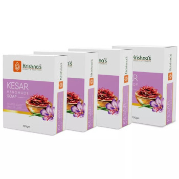 Krishna's Kesar Handmade Soap (100g, Pack of 4)