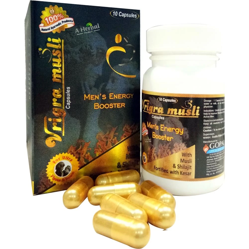 Vrinda Viagra Stamina & Energy Booster Musli Capsules For Men (10caps) Vrinda Viagra Stamina & Energy Booster Musli Capsules For Men (10caps)