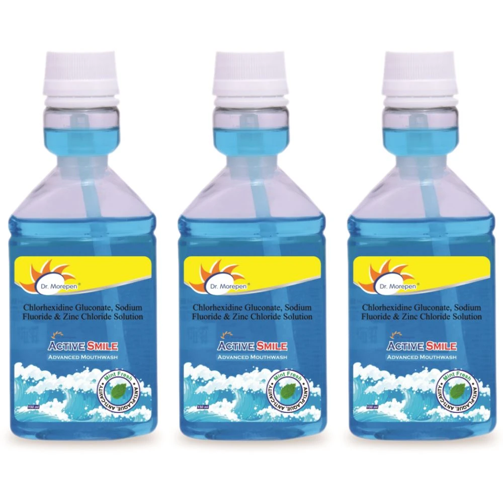 Dr Morepen Active Smile Advanced Mouth Wash (150ml, Pack of 3) Dr Morepen Active Smile Advanced Mouth Wash (150ml, Pack of 3)