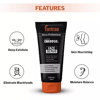 Fantraa Activated Charcoal Face Scrub (100ml, Pack of 2)