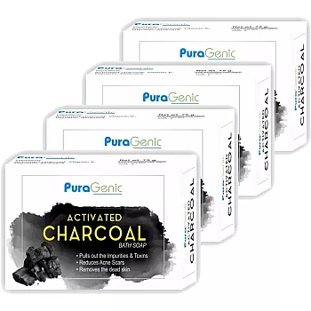 Puragenic Activated Charcoal Bath Soap (75g, Pack of 4)