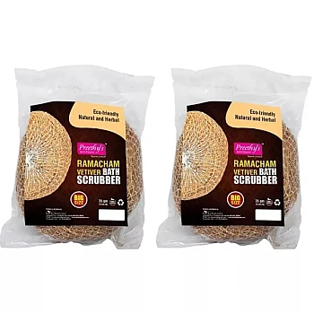 Preethy's Boutique Natural Vetiver Bath Scrubber (Ramacham) Big Size (2pcs, Pack of 2)
