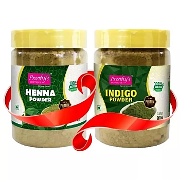 Preethy's Boutique Henna Powder + Indigo Powder (100g, Pack of 2)