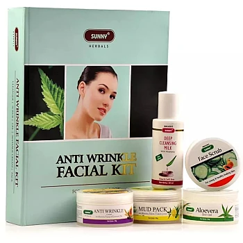 Bakson Sunny Anti Wrinkle Facial Kit (Cleansing Milk 50ml + Face Scrub 50gm + Gel 50gm + Cream 50gm + Mud Pack 50gm ) (1Pack)