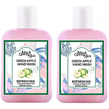 Mirah Belle Green Apple Natural Hand Wash Sulfate & Paraben Free (250ml, Pack of 2)