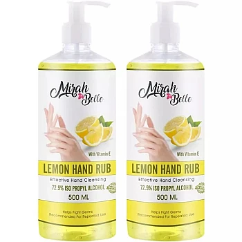 Mirah Belle Lemon Hand Rub Sanitizer (500ml, Pack of 2)
