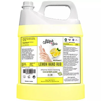 Mirah Belle Lemon Hand Rub Sanitizer Gel Can Refill Pack (2000ml)