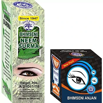 Bhimseni Neem Surma and Anjan kajal Combo (Surma 1.5g + Kajal 1g) (1Pack)
