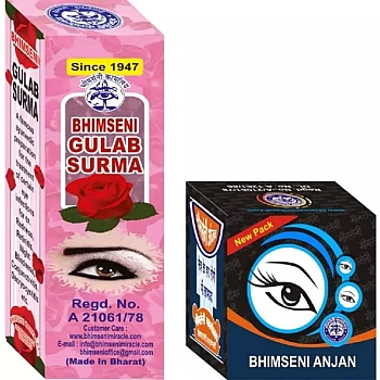 Bhimseni Gulab Surma and Anjan kajal Combo (Surma 1.5g + Kajal 1g) (1Pack)