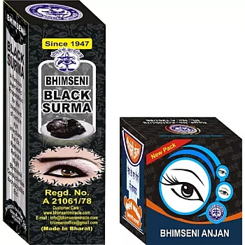 Bhimseni Black Surma and Anjan kajal Combo (Surma 1.5g + Kajal 1g) (1Pack)