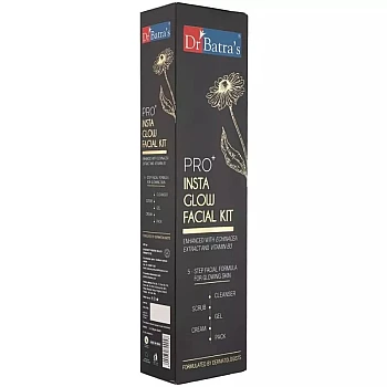 Dr Batras Pro Plus Insta Glow Facial Kit (Facial Pack 50g + Scrub 50g + Cleanser 50g + Gel 50g + Massage Cream 50g) (1Pack)