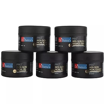 Dr Batras Pro Plus Insta Glow Facial Kit (Facial Pack 50g + Scrub 50g + Cleanser 50g + Gel 50g + Massage Cream 50g) (1Pack)