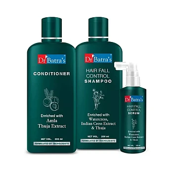 Dr Batras Hair Fall Control Shampoo, Serum & Conditioner Combo (Shampoo 200ml + Serum 125ml + Conditioner 200ml) (1Pack)