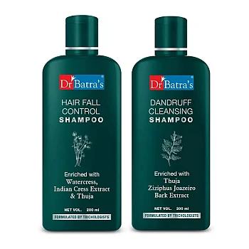 Dr Batras Dandruff Cleansing Shampoo & Hair Fall Control Shampoo Combo (Each 200ml) (1Pack)