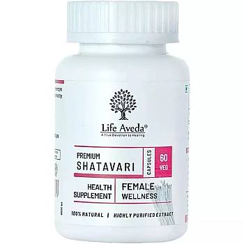 Life Aveda Premium Shatavari (500Mg) Veg Capsules (60caps)