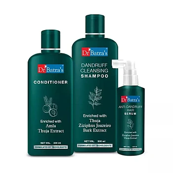 Dr Batras Anti Dandruff Hair Serum, Conditioner And Dandruff Cleansing Shampoo Combo (Serum 125ml +Conditioner 200ml + Shampoo 500ml) (1Pack)
