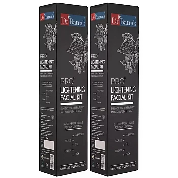 Dr Batras Pro Plus Lightening Facial Kit (Facial Pack 50g + Scrub 50g + Cleanser 50g + Gel 50g + Massage Cream 50g) (1Pack, Pack of 2)