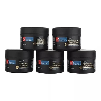Dr Batras Pro Plus Insta Glow Facial Kit (Facial Pack 50g + Scrub 50g + Cleanser 50g + Gel 50g + Massage Cream 50g) (1Pack, Pack of 2)