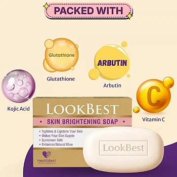 HealthBest Lookbest Skin Brightening Soap (75g, Pack of 3)