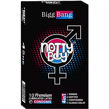 NottyBoy Bigg Bang 4 In 1 Lubricated Latex Condoms (10pcs)
