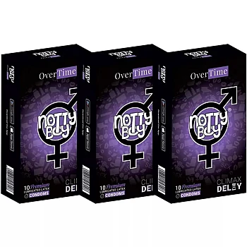 NottyBoy Overtime Lubricated Latex Climax Delay Condoms (10pcs, Pack of 3)