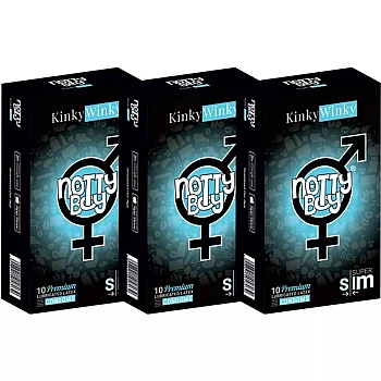 NottyBoy Kinkywinky Super Slim Lubricated Latex Condoms (10pcs, Pack of 3)