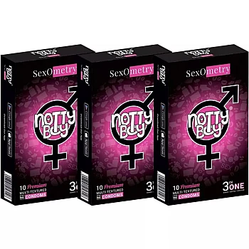 NottyBoy Sexometry 3 In One Multi Textured Condoms (10pcs, Pack of 3)