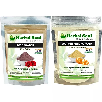 Herbal Soul Orange Peel & Rose Powder Combo (Each 100g) (1Pack)