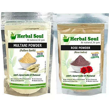 Herbal Soul Multani & Rose Petal Powder Combo (Each 100g) (1Pack)