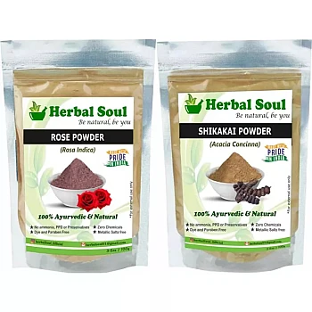 Herbal Soul Rose Petal & Shikakai Powder Combo (Each 100g) (1Pack)